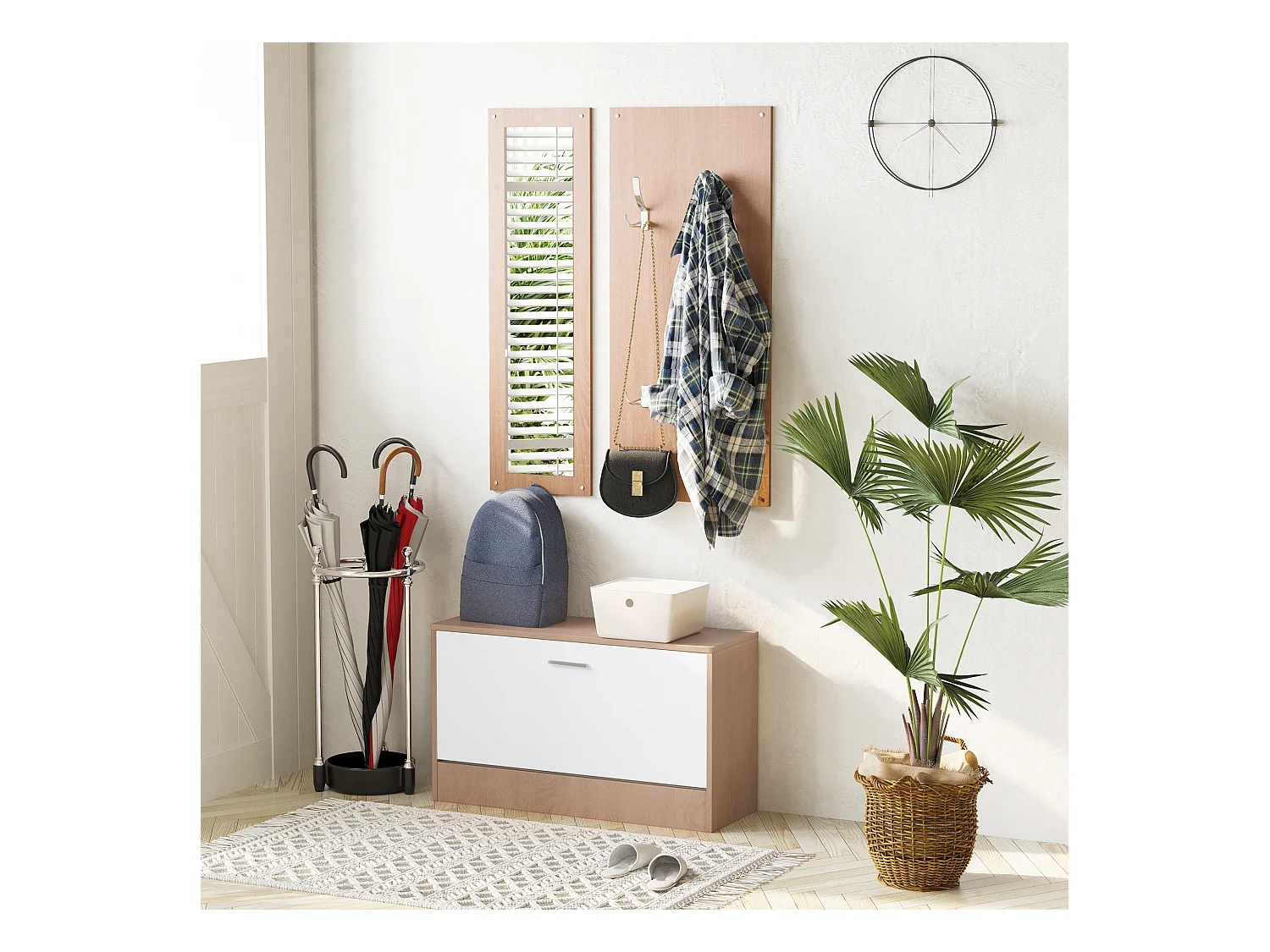 Mobile per ingresso set 3 pezzi 80x27x46.5cm in legno bianco