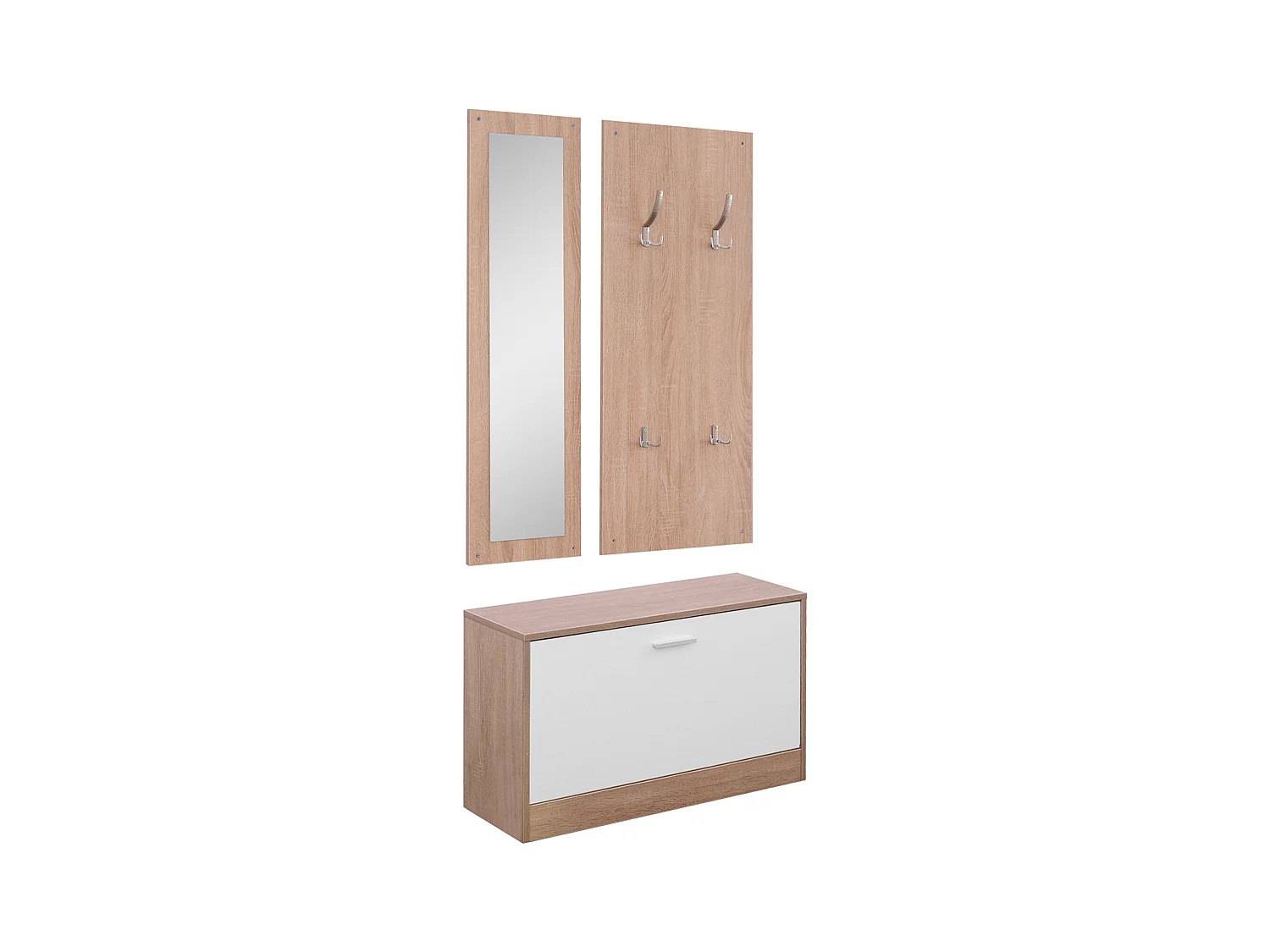 Mobile per ingresso set 3 pezzi 80x27x46.5cm in legno bianco