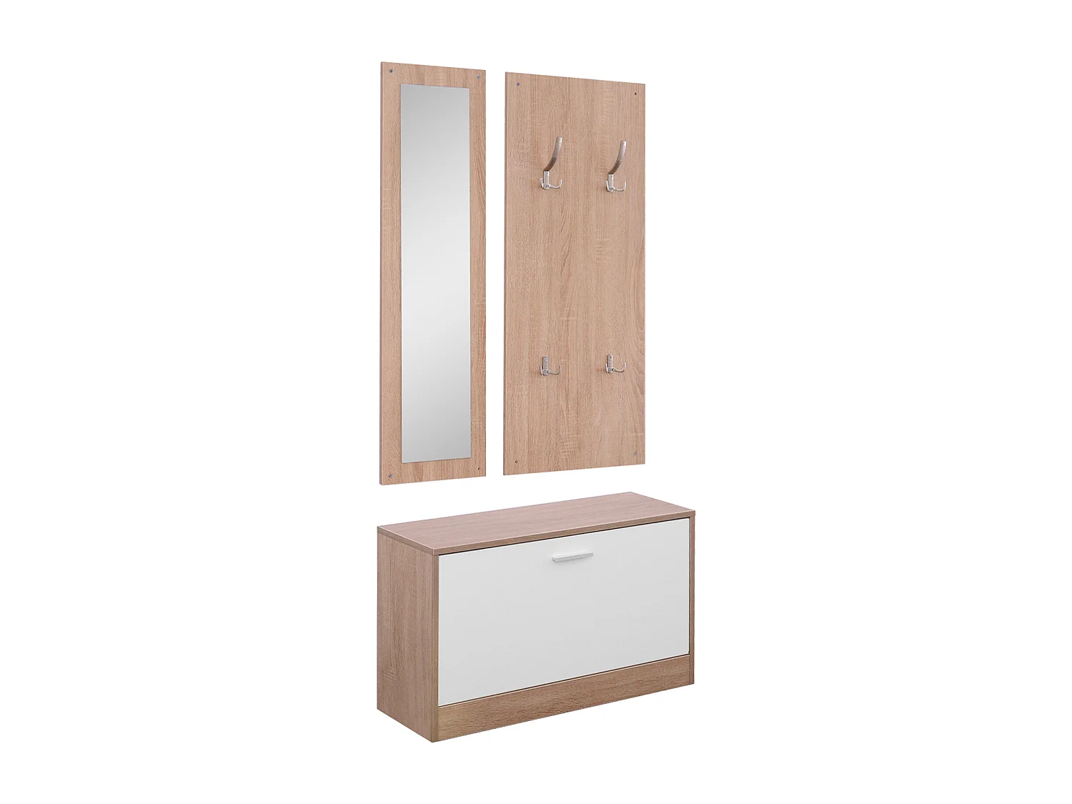 Mobile per ingresso set 3 pezzi 80x27x46.5cm in legno bianco