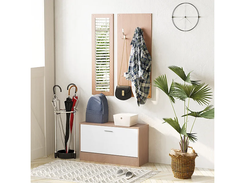 Mobile per ingresso set 3 pezzi 80x27x46.5cm in legno bianco