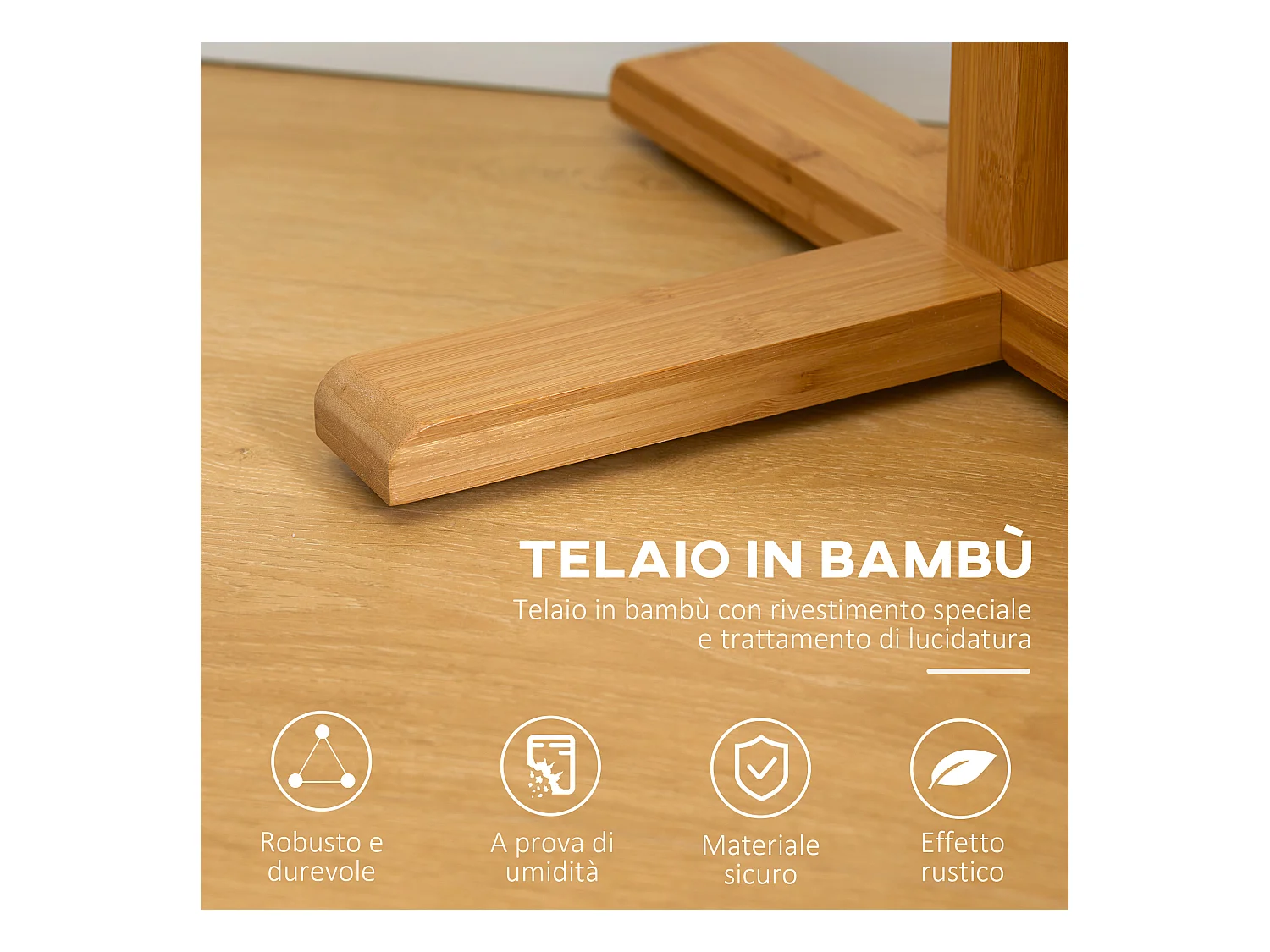 Appendi abiti di bambù 8 ganci base a x 49.5x49.5x 178cm