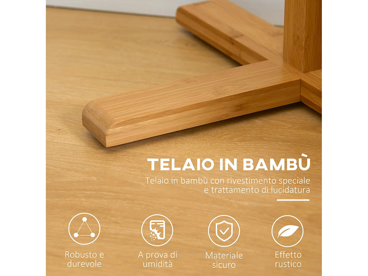 Appendi abiti di bambù 8 ganci base a x 49.5x49.5x 178cm