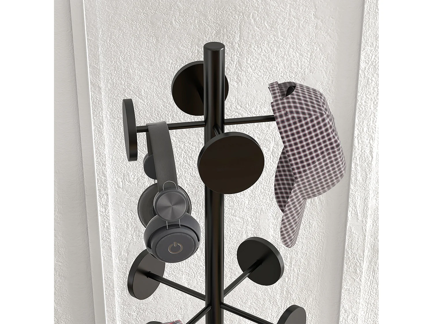 Appendiabiti da terra portaombrelli e 8 ganci ø34x177cm nero