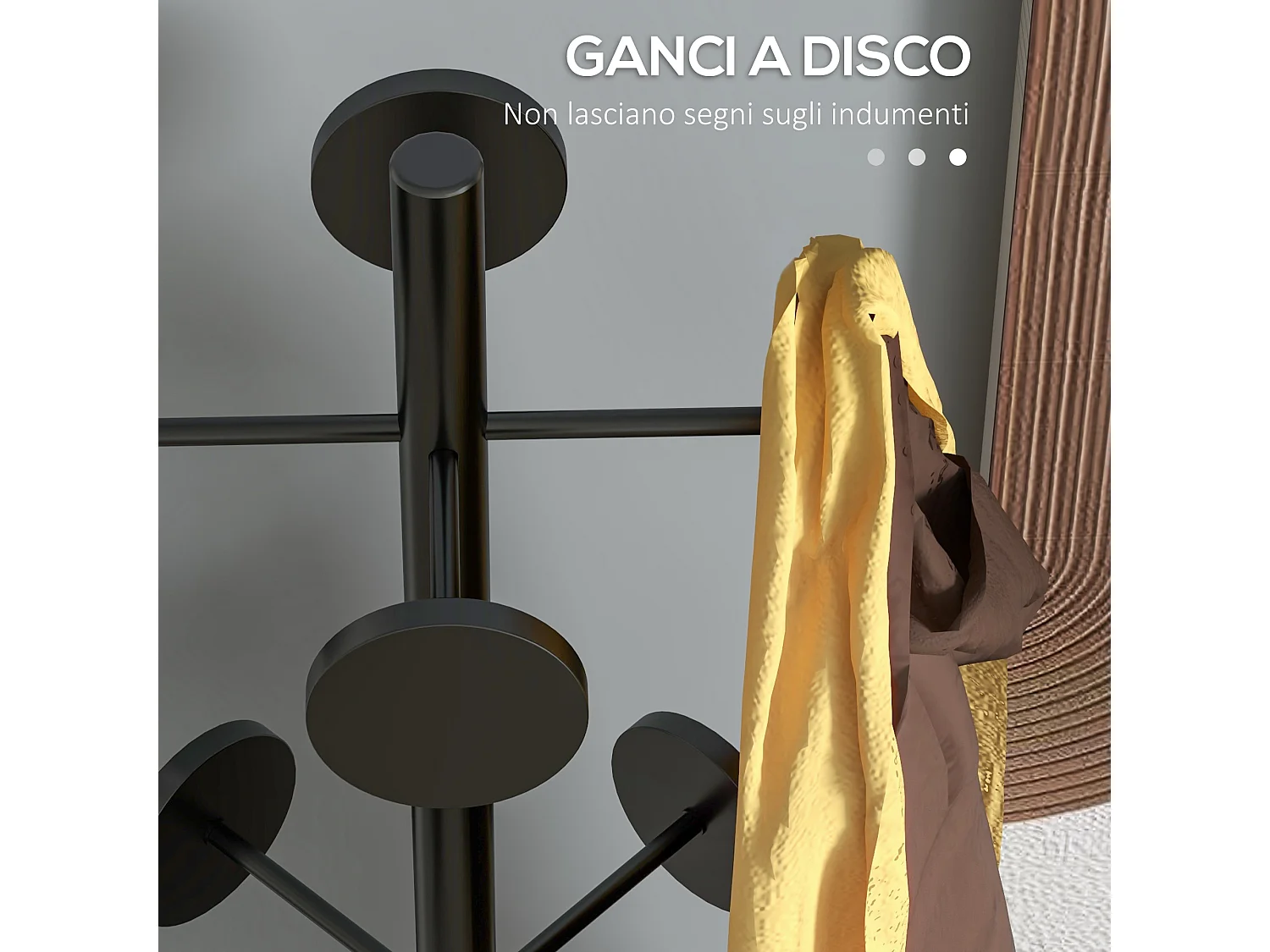 Appendiabiti da terra portaombrelli e 8 ganci ø34x177cm nero