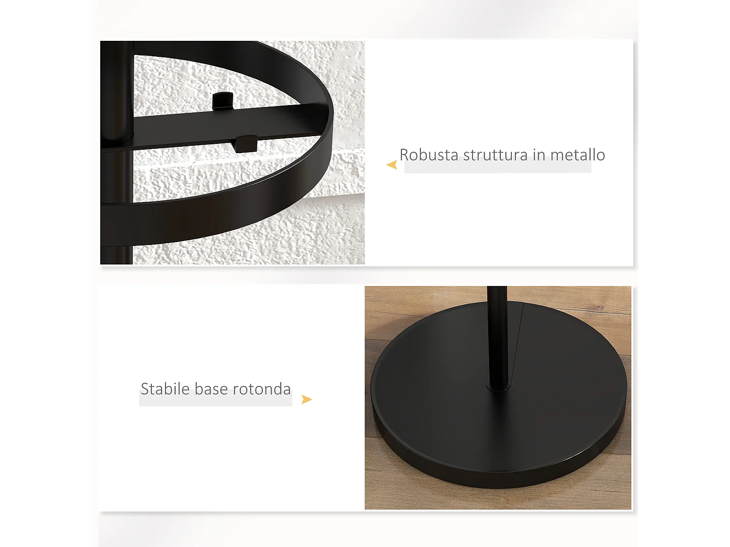 Appendiabiti da terra portaombrelli e 8 ganci ø34x177cm nero