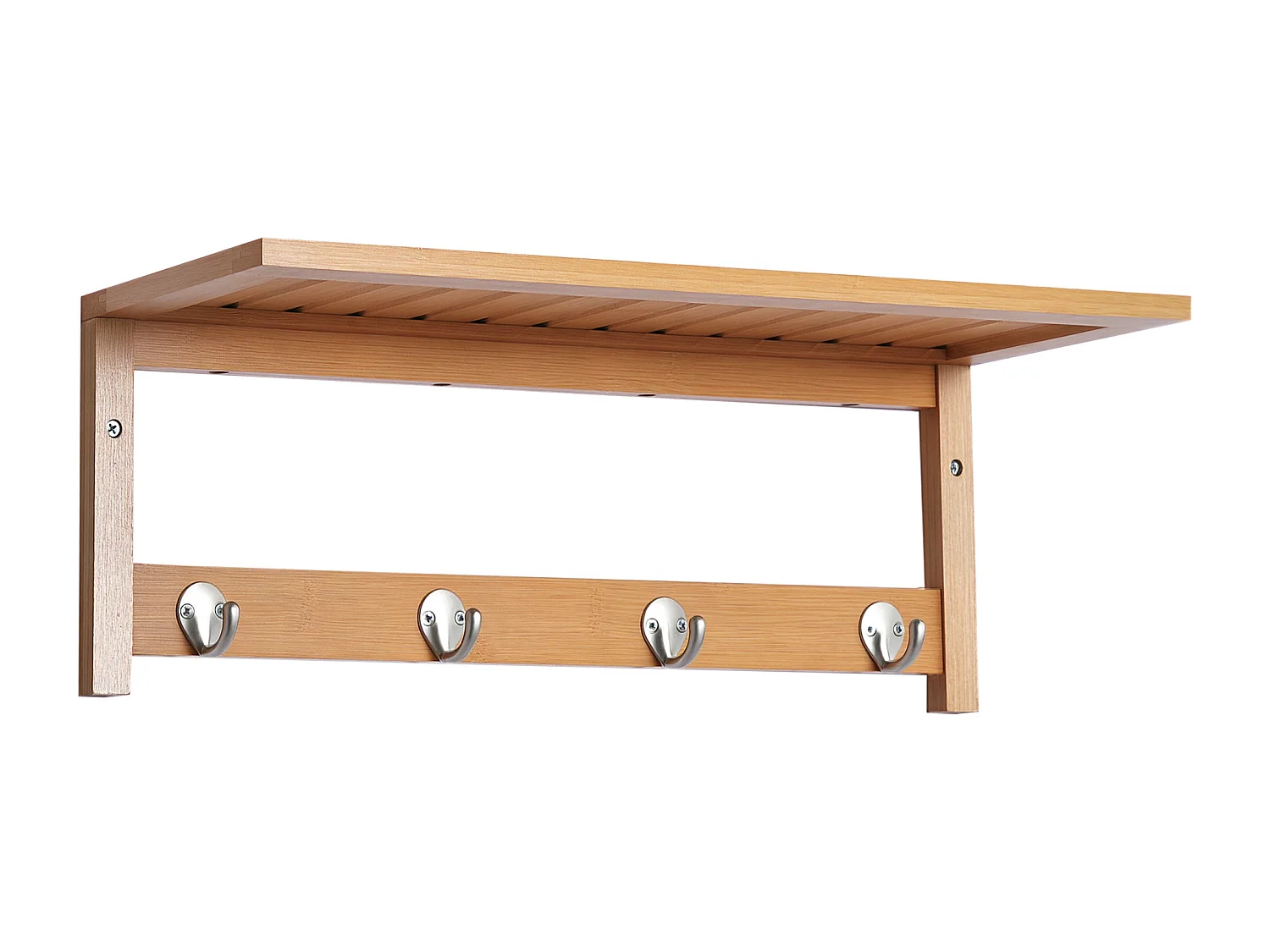 Appendiabiti con mensola e ripiano in bambù colore legno