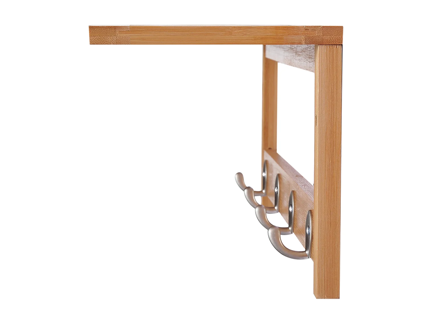 Appendiabiti con mensola e ripiano in bambù colore legno