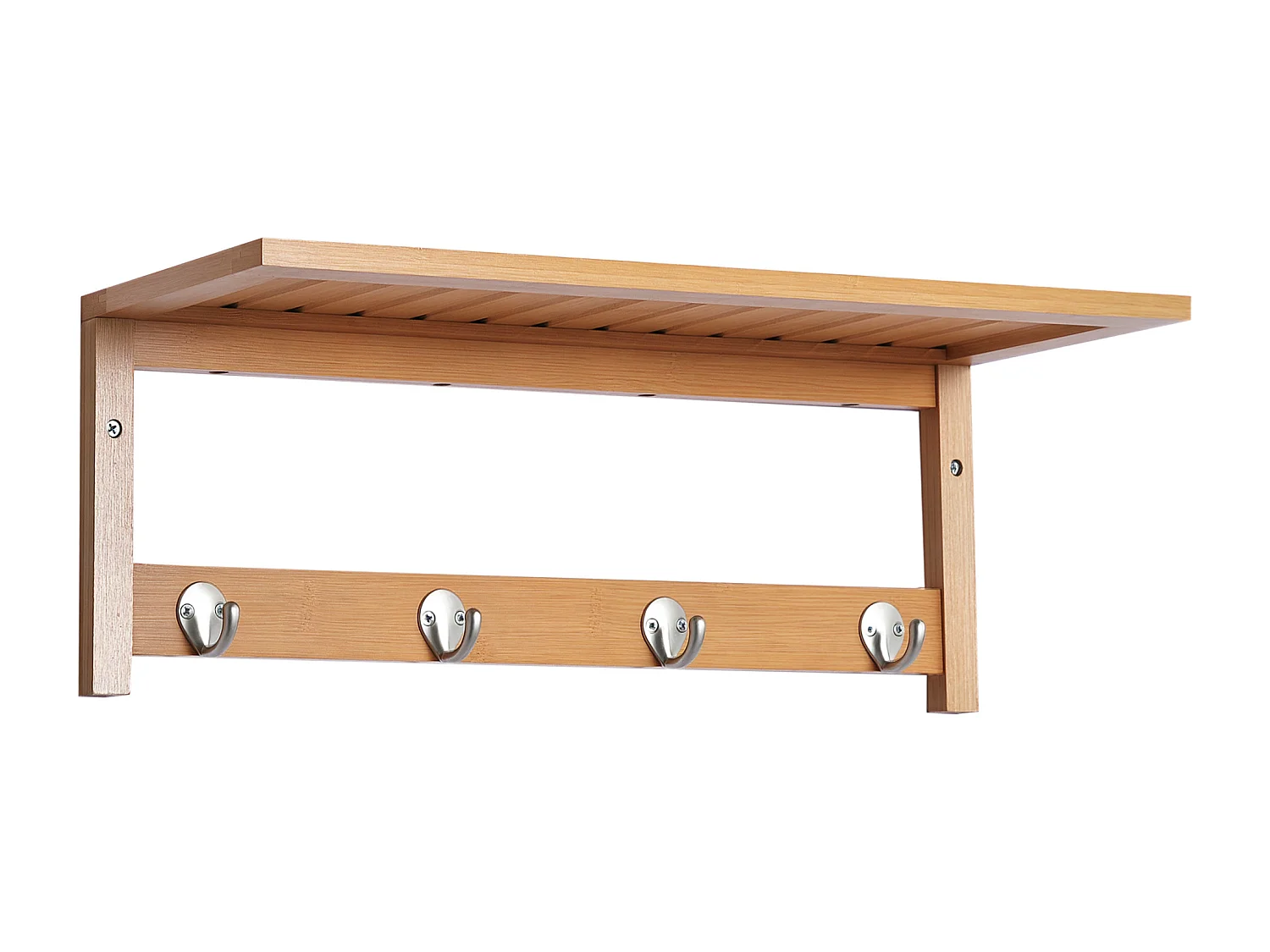 Appendiabiti con mensola e ripiano in bambù colore legno