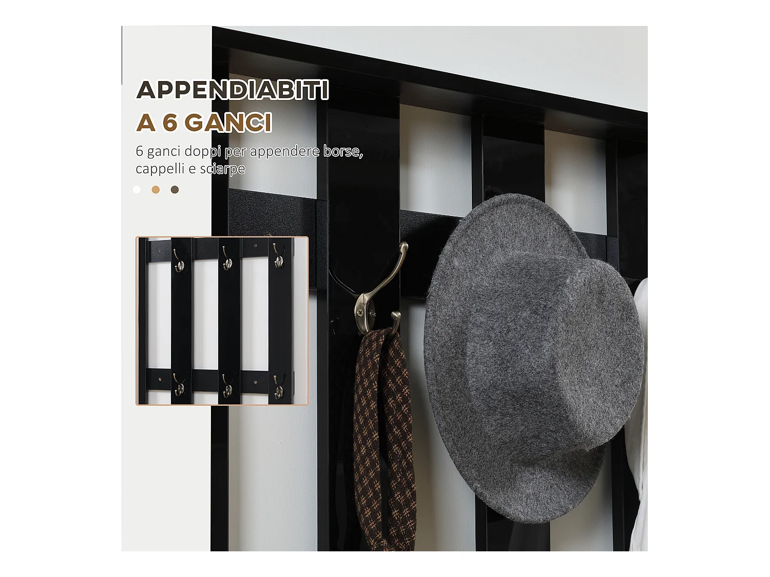 Set appendi abiti da ingresso con specchio e scarpiera