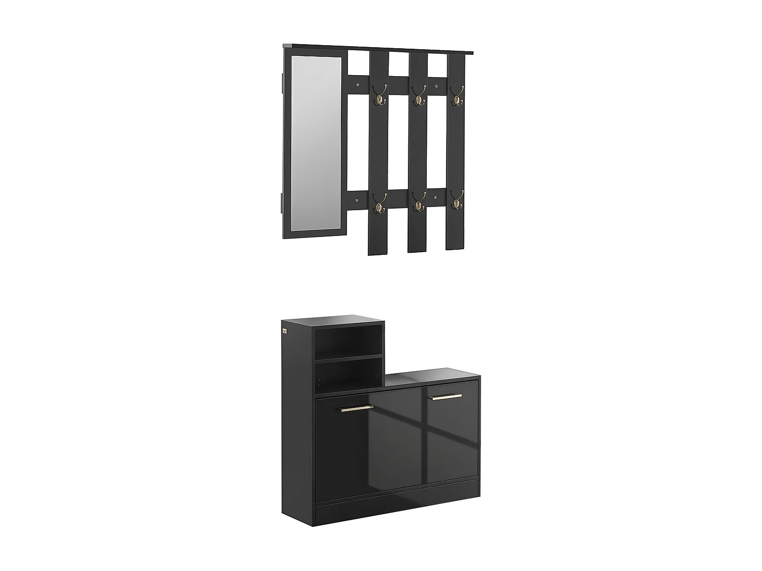 Set appendi abiti da ingresso con specchio e scarpiera