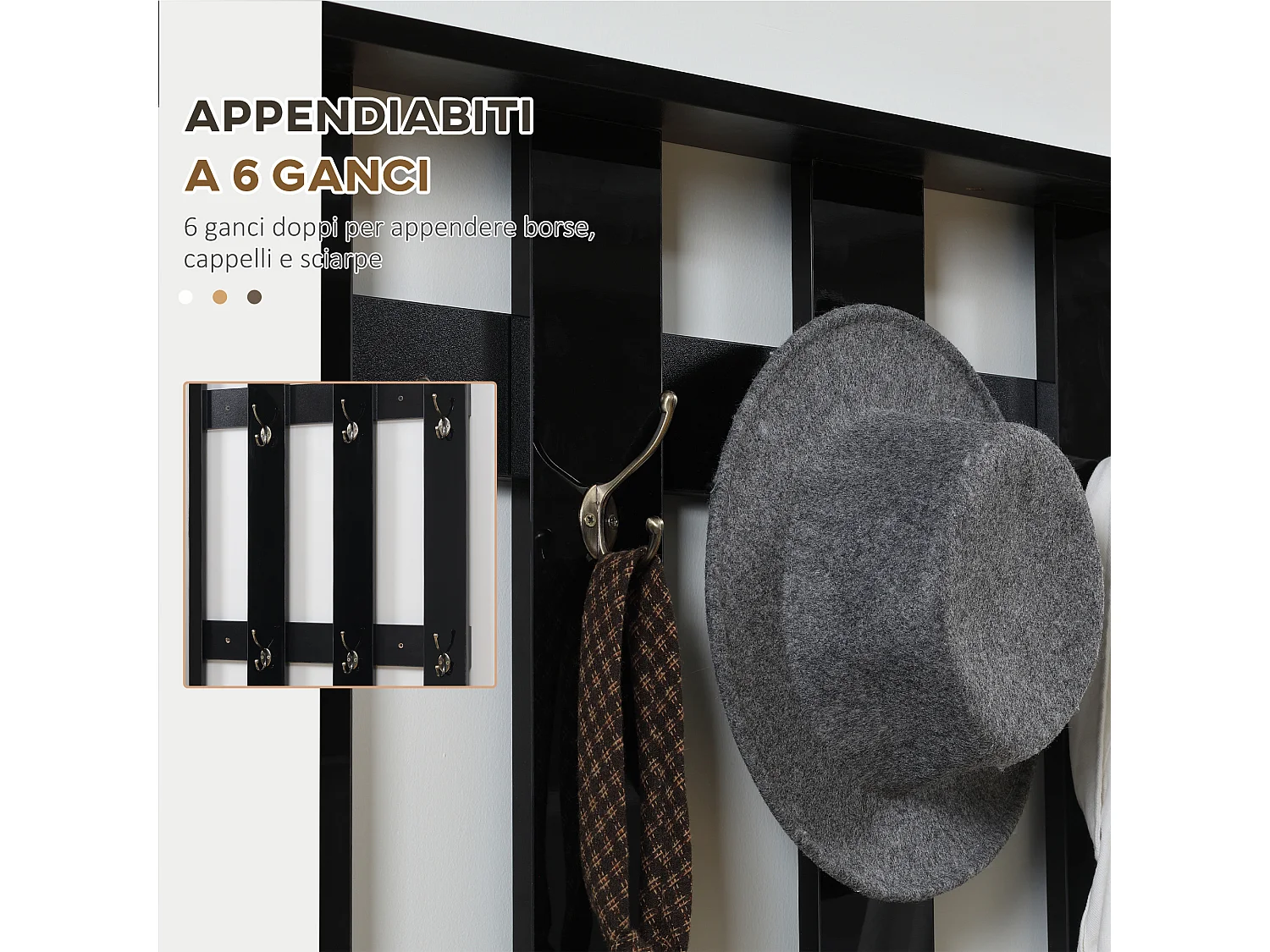 Set appendi abiti da ingresso con specchio e scarpiera