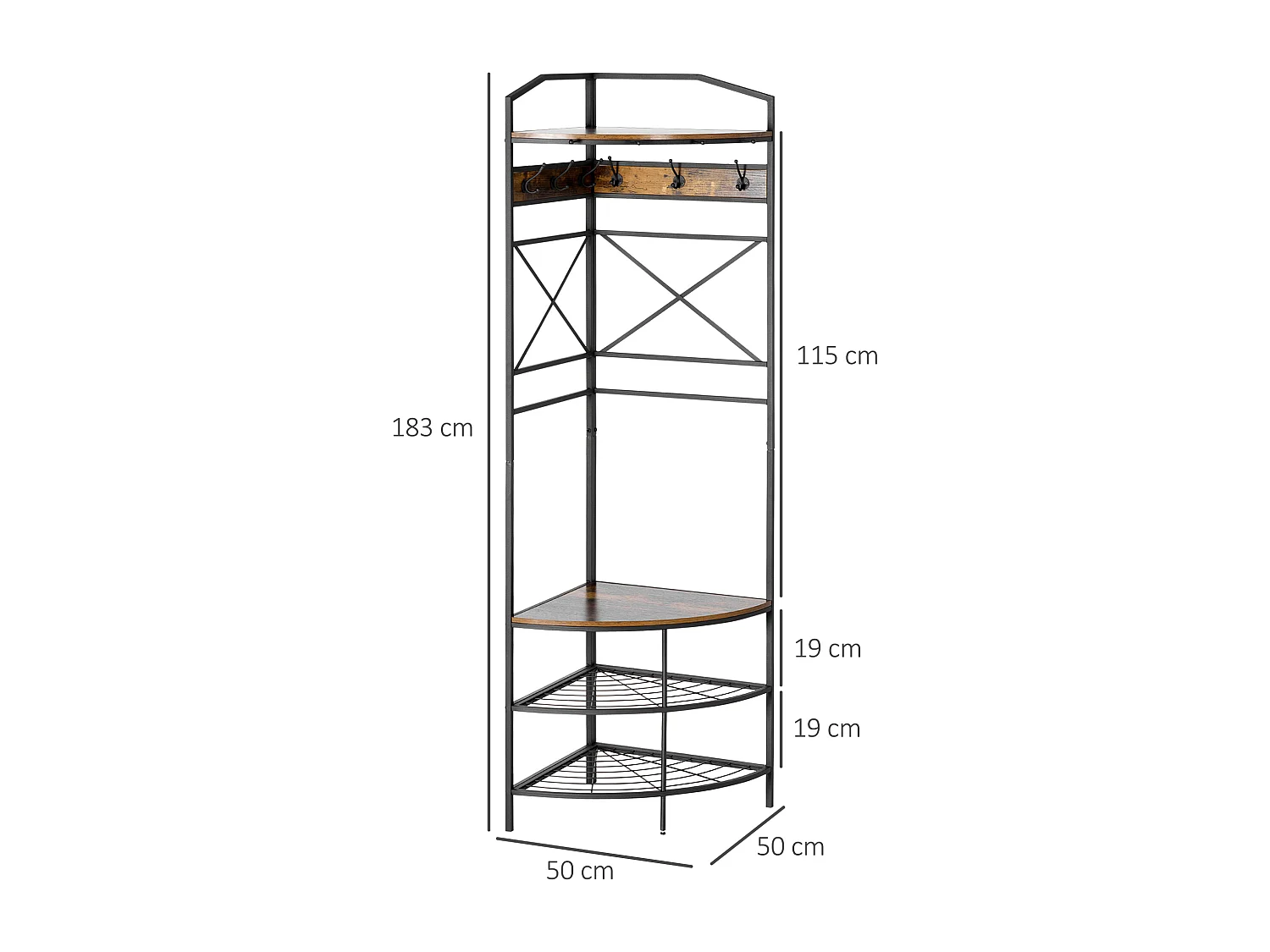 Albero appendiabiti da terra angolare con panca e scarpiera