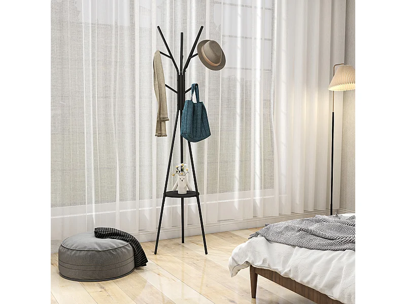 Appendiabiti attaccapanni da terra verticale moderno in metallo nero