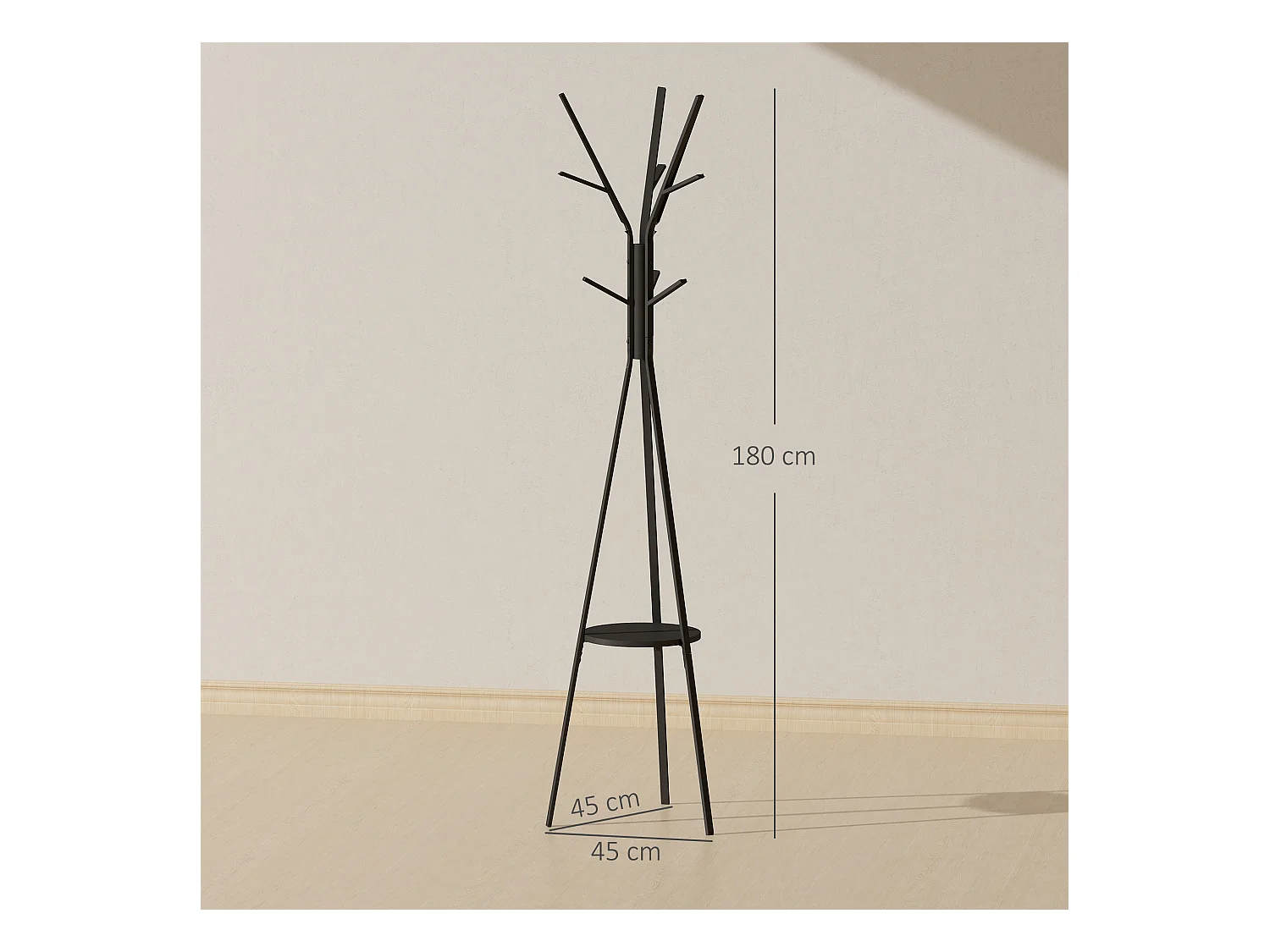 Appendiabiti attaccapanni da terra verticale moderno in metallo nero