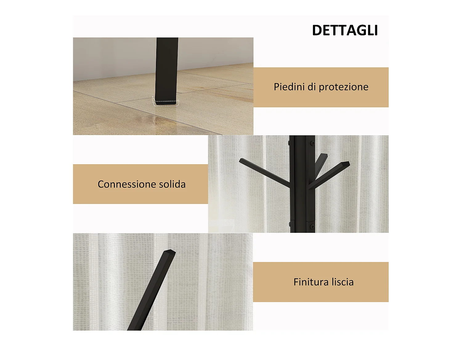 Appendiabiti attaccapanni da terra verticale moderno in metallo nero