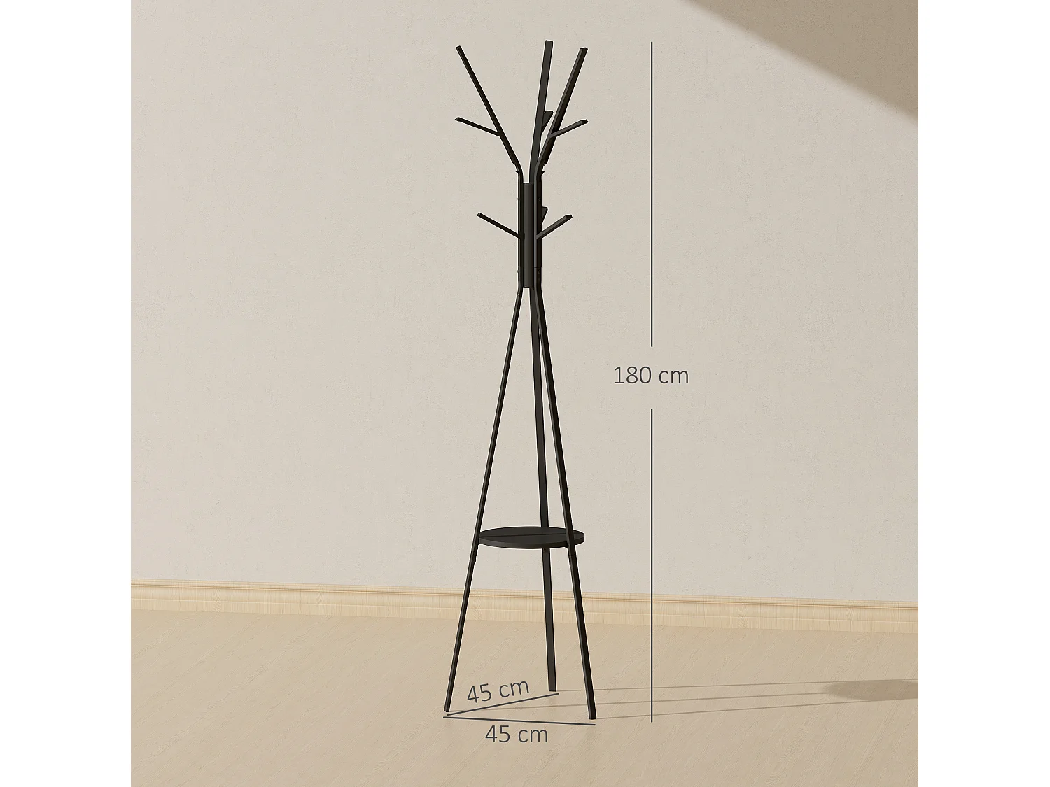 Appendiabiti attaccapanni da terra verticale moderno in metallo nero