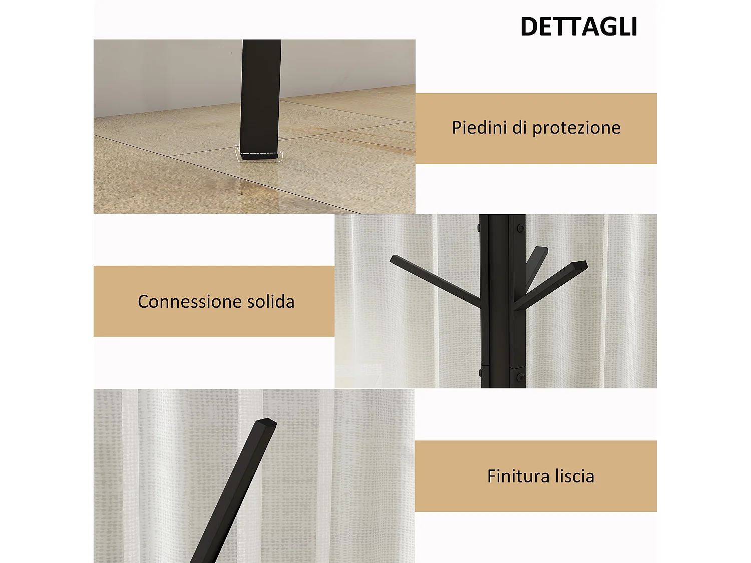 Appendiabiti attaccapanni da terra verticale moderno in metallo nero