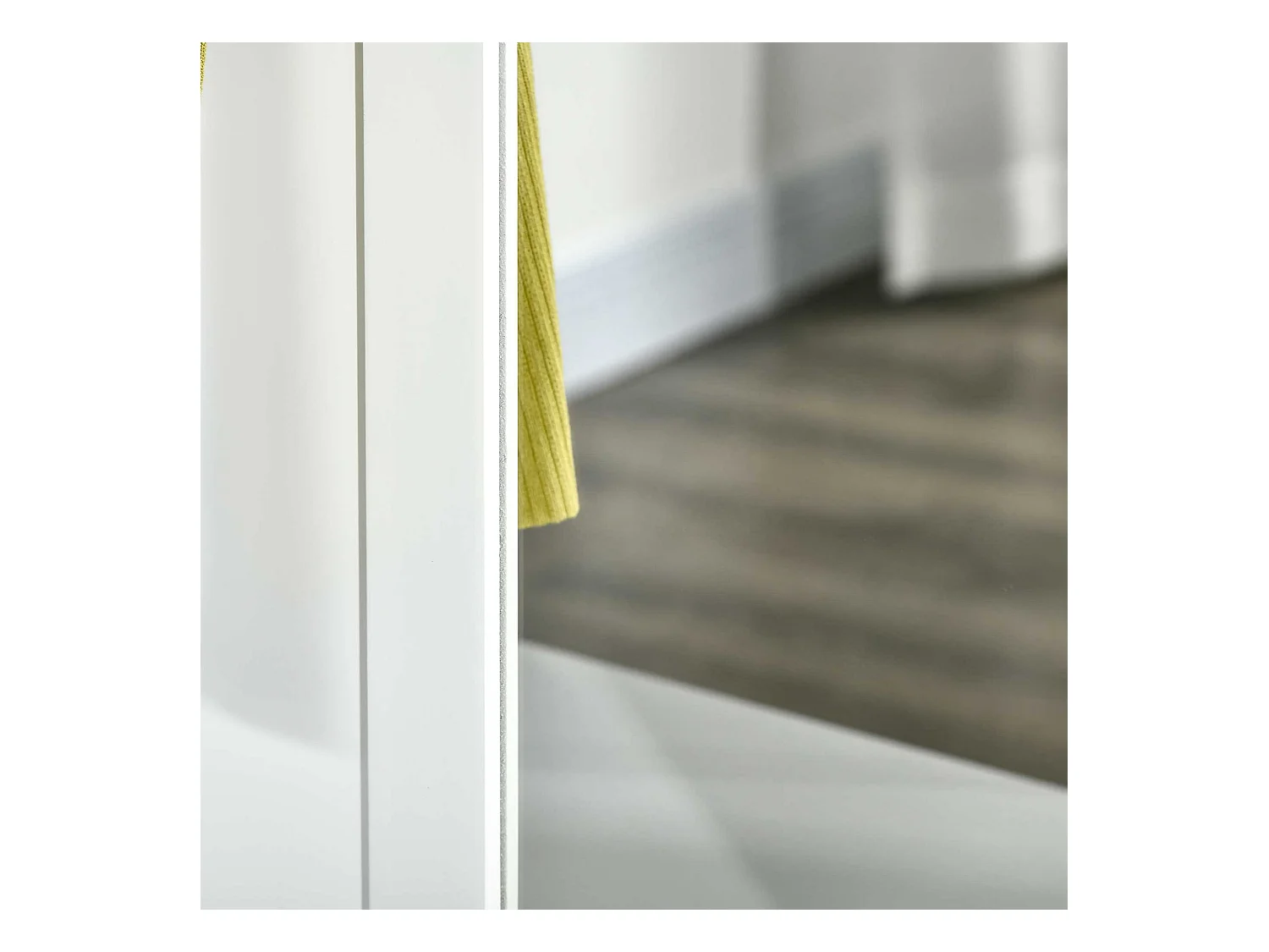 Appendiabiti attaccapanni con specchio e scarpiera in legno bianco