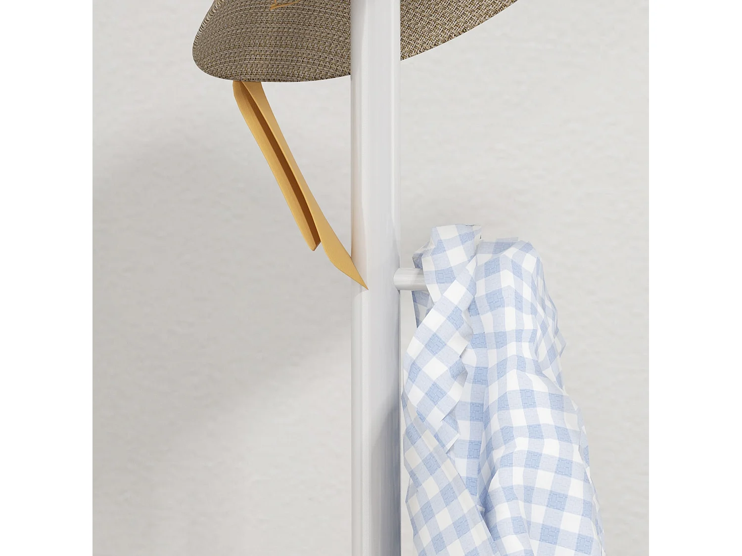 Appendiabiti da terra con 6 ganci in acciaio e base in ardesia bianco