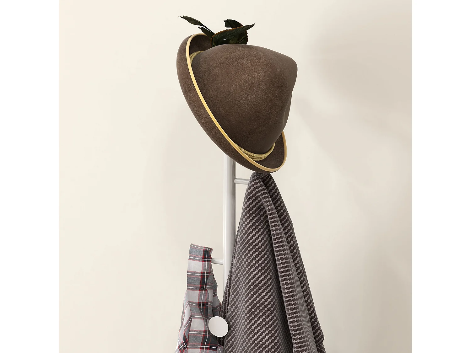 Appendiabiti da terra con 6 ganci in acciaio e base in ardesia bianco