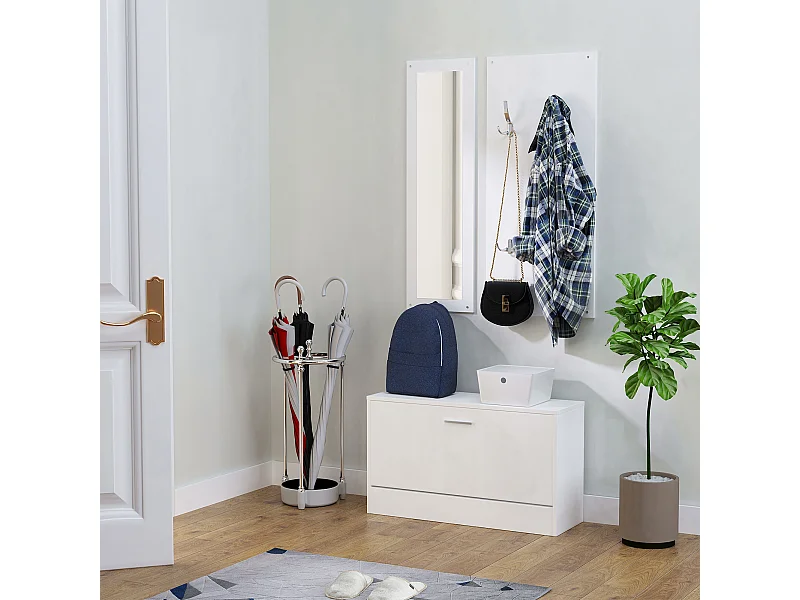 Mobile per ingresso set 3 pezzi 80x27x46.5cm in legno bianco