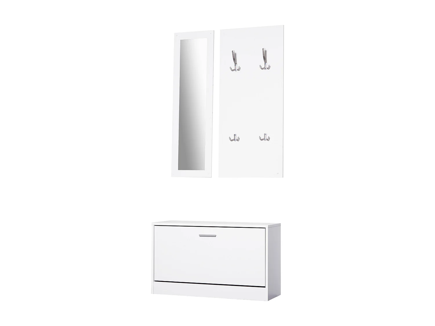 Mobile per ingresso set 3 pezzi 80x27x46.5cm in legno bianco