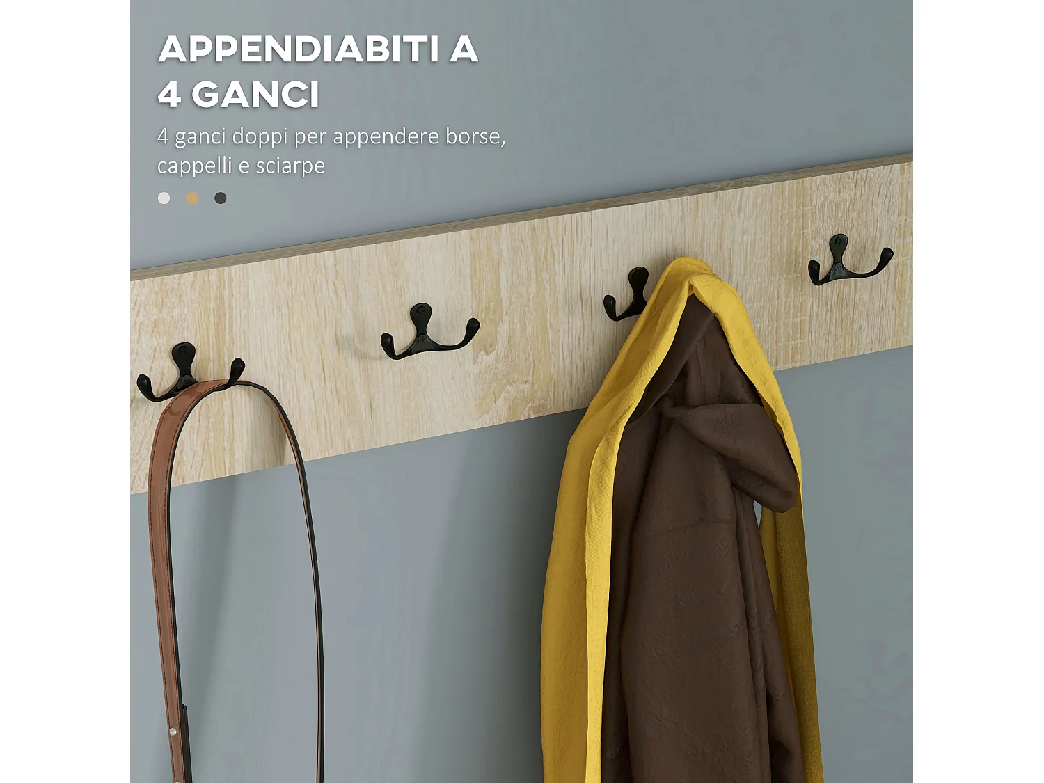 Set ingresso con attaccapanni scarpiera da 9 scarpe e specchio