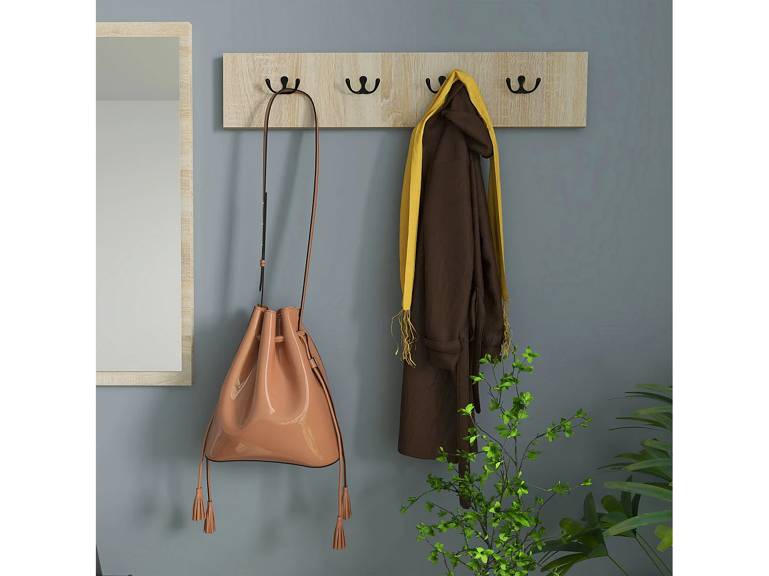 Set ingresso con attaccapanni scarpiera da 9 scarpe e specchio