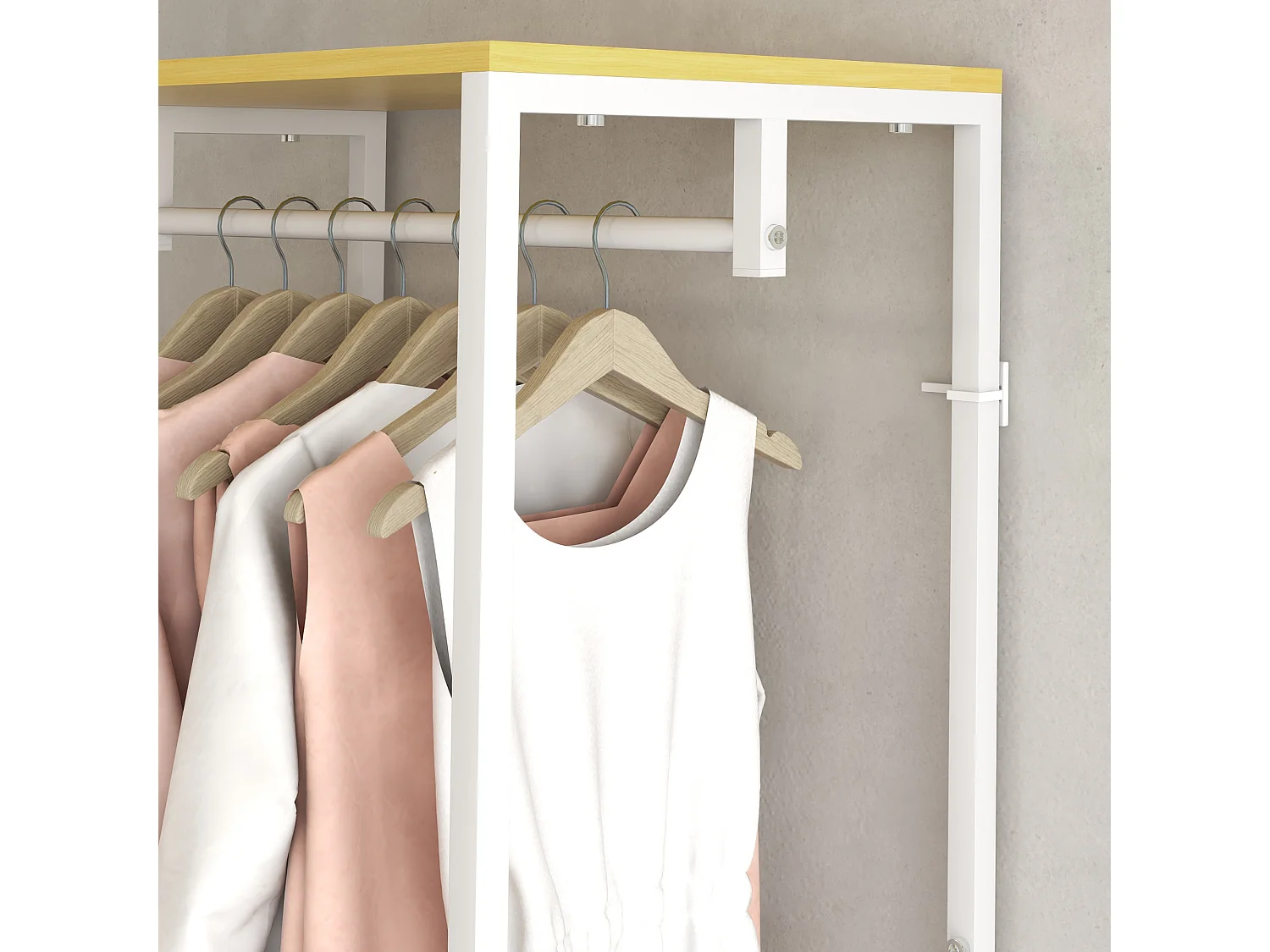 Mobile appendiabiti 2 in 1 con ripiano 2 livelli in acciaio truciolato