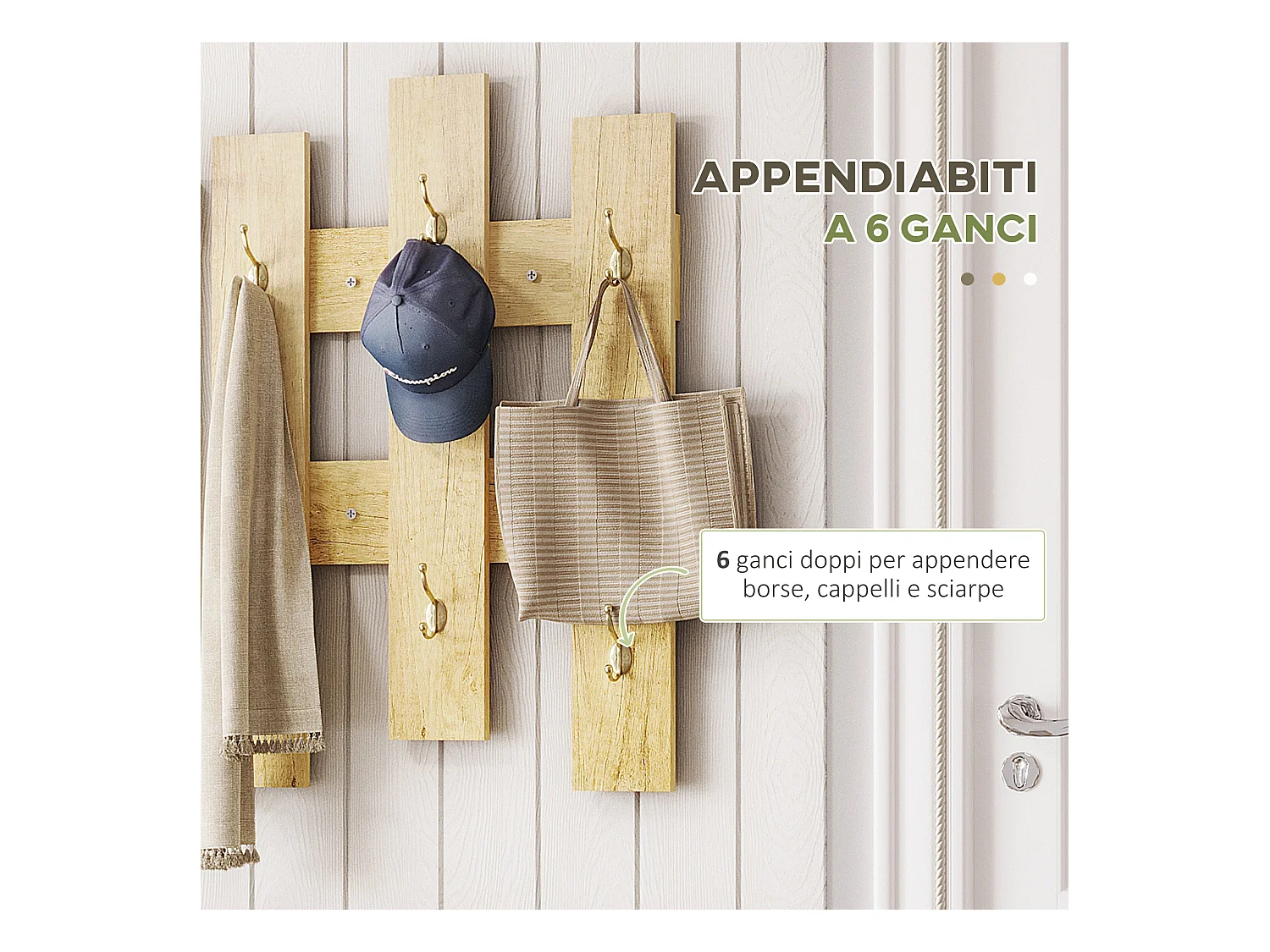 Set da ingresso con appendiabiti specchio e panca scarpiera