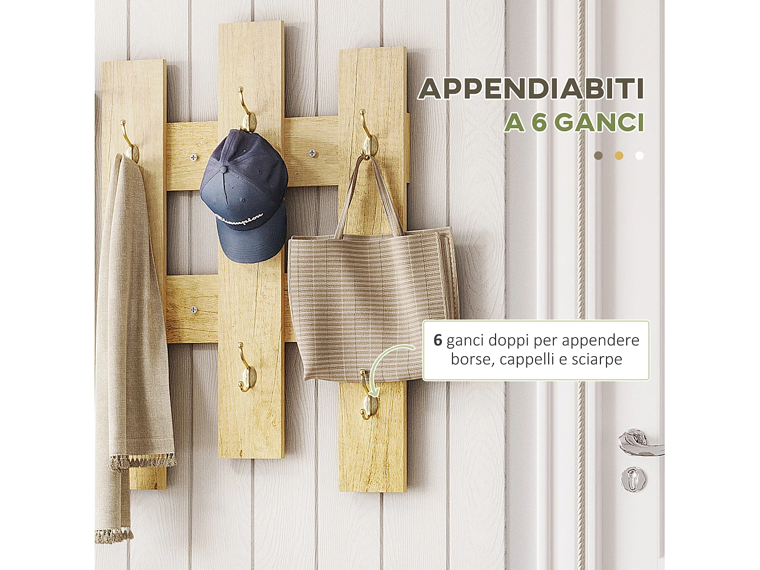 Set da ingresso con appendiabiti specchio e panca scarpiera