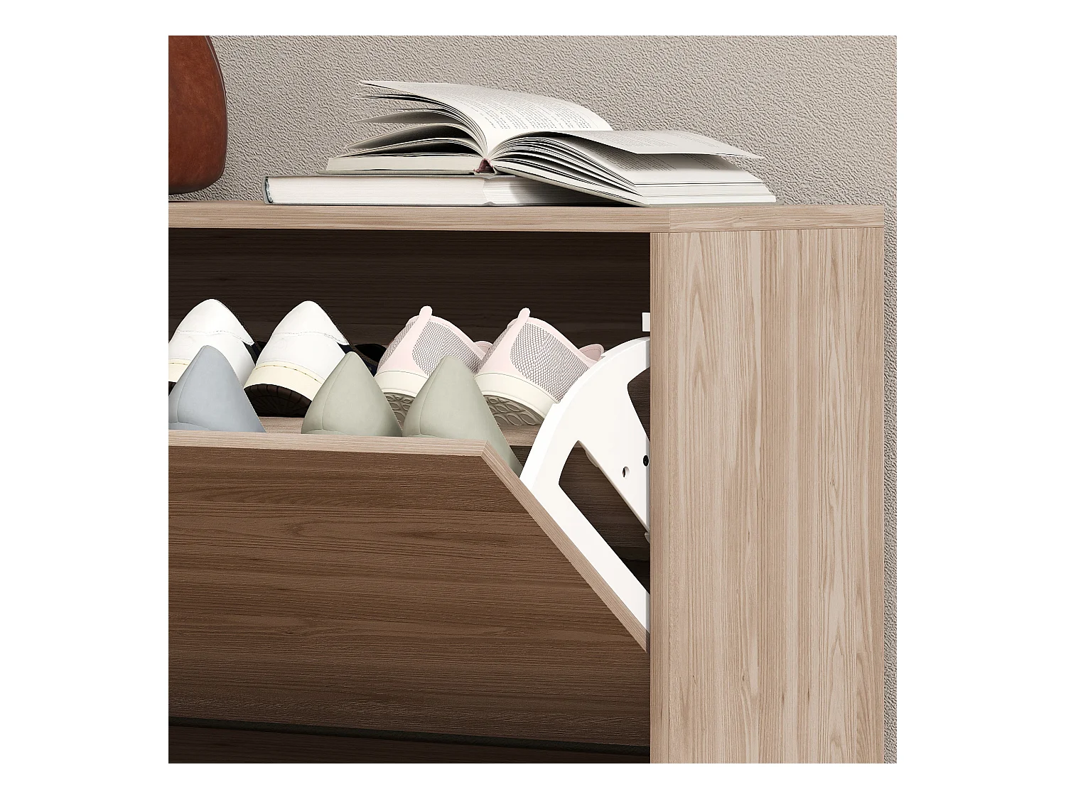 Set da ingresso con panca scarpiera appendiabiti e specchio in legno