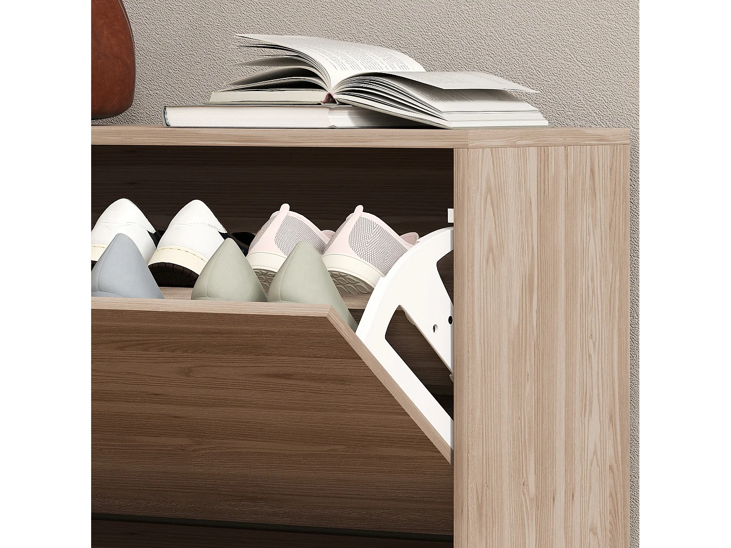 Set da ingresso con panca scarpiera appendiabiti e specchio in legno