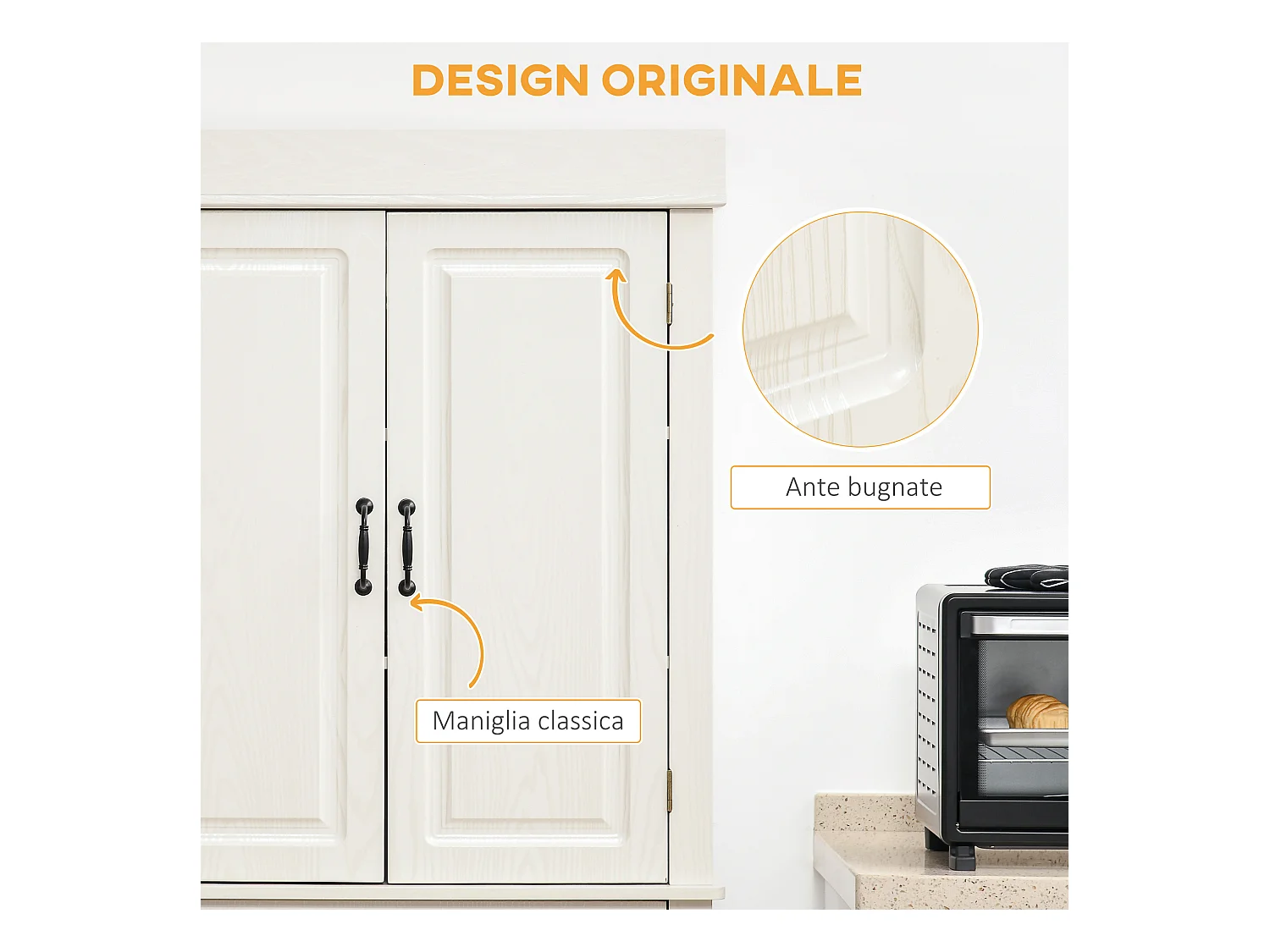 Credenza cucina con 2 armadietti e cassetto stile coloniale