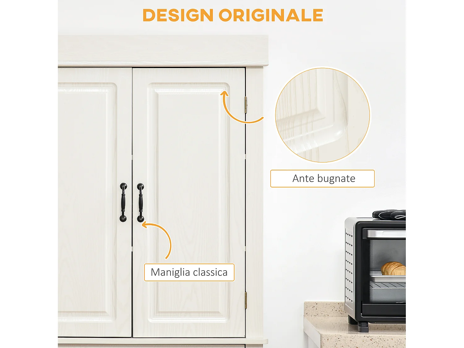 Credenza cucina con 2 armadietti e cassetto stile coloniale