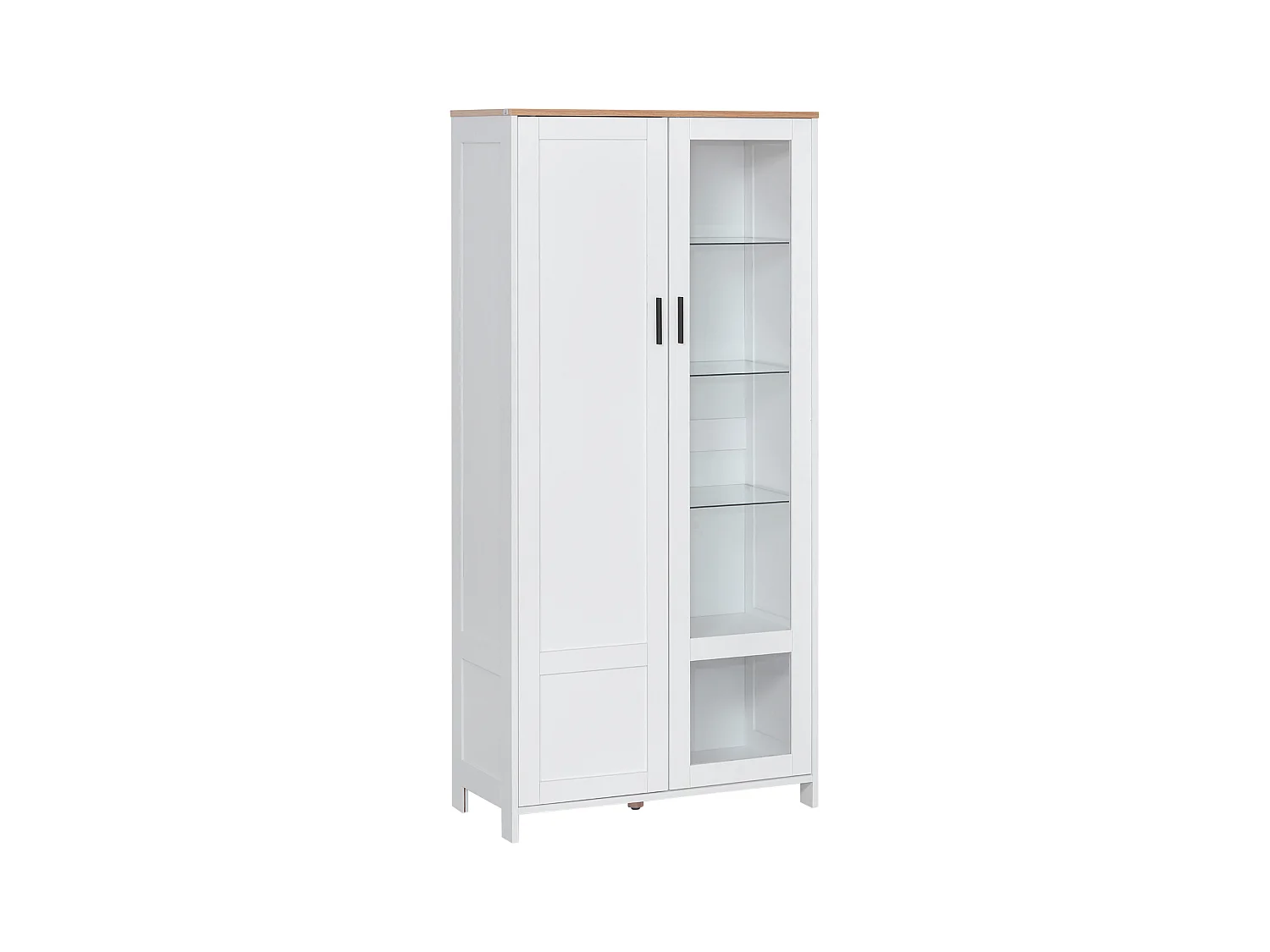 Credenza cucina 2 ante in legno e vetro con mensole regolabili