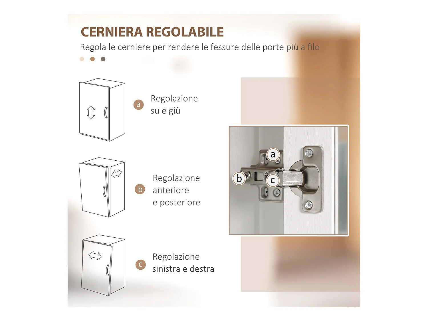 Credenza cucina 2 ante in legno e vetro con mensole regolabili