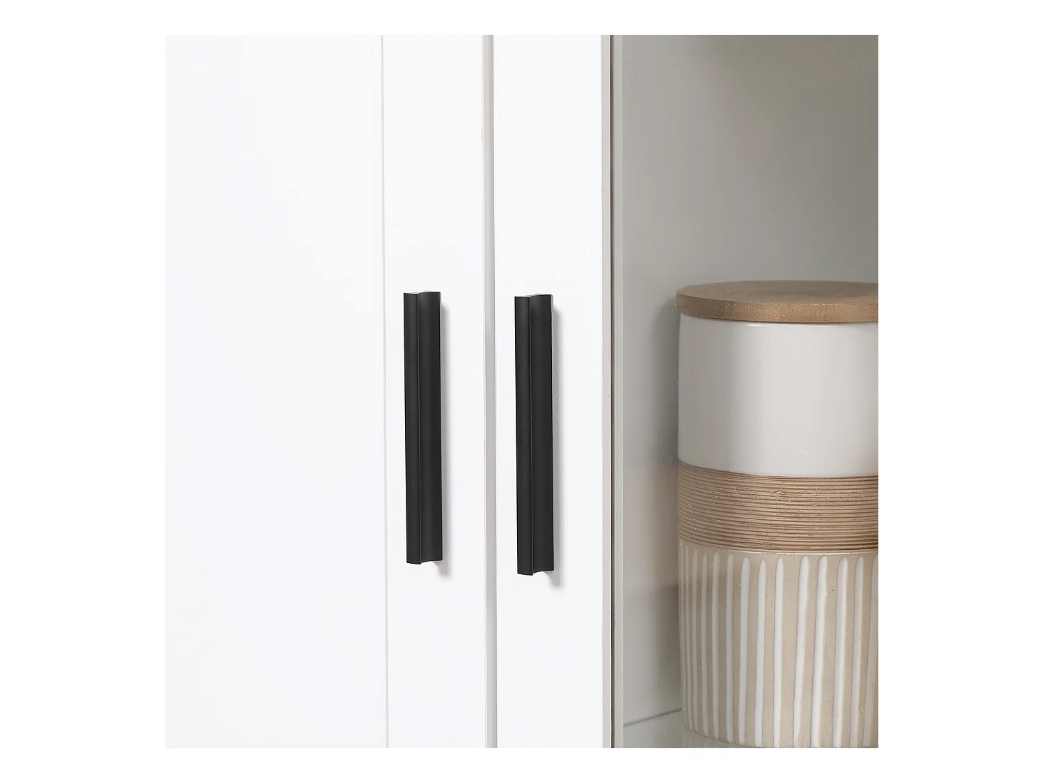 Credenza cucina 2 ante in legno e vetro con mensole regolabili