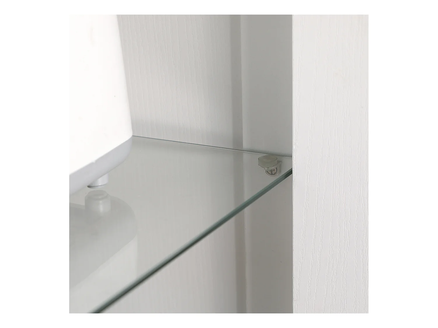 Credenza cucina 2 ante in legno e vetro con mensole regolabili