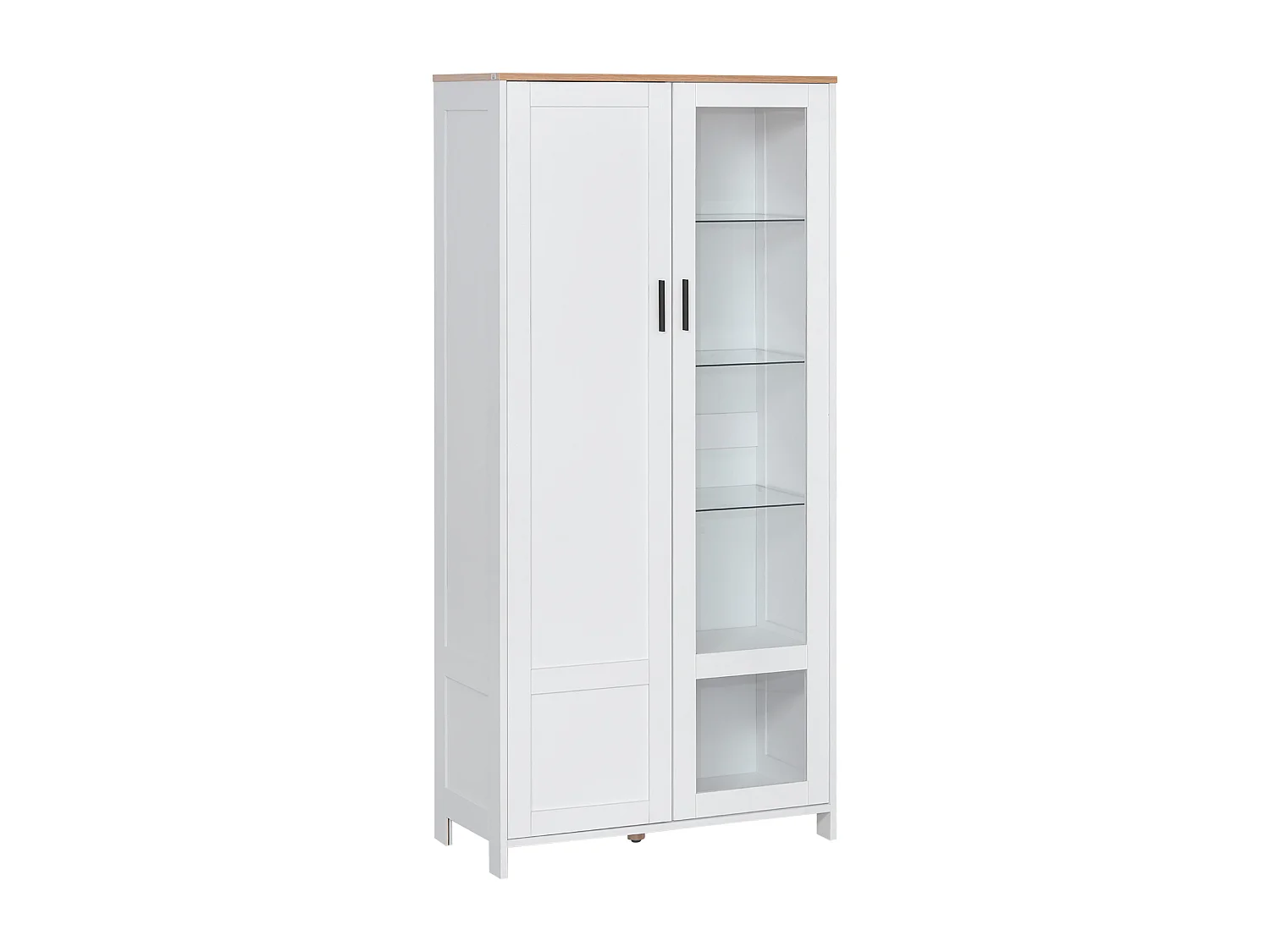 Credenza cucina 2 ante in legno e vetro con mensole regolabili