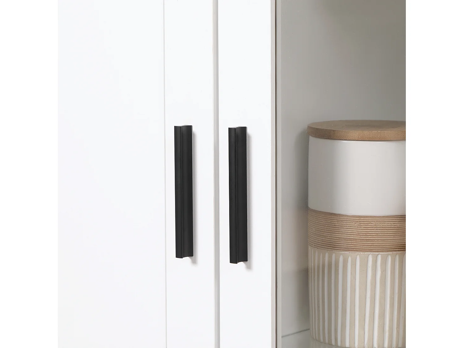 Credenza cucina 2 ante in legno e vetro con mensole regolabili