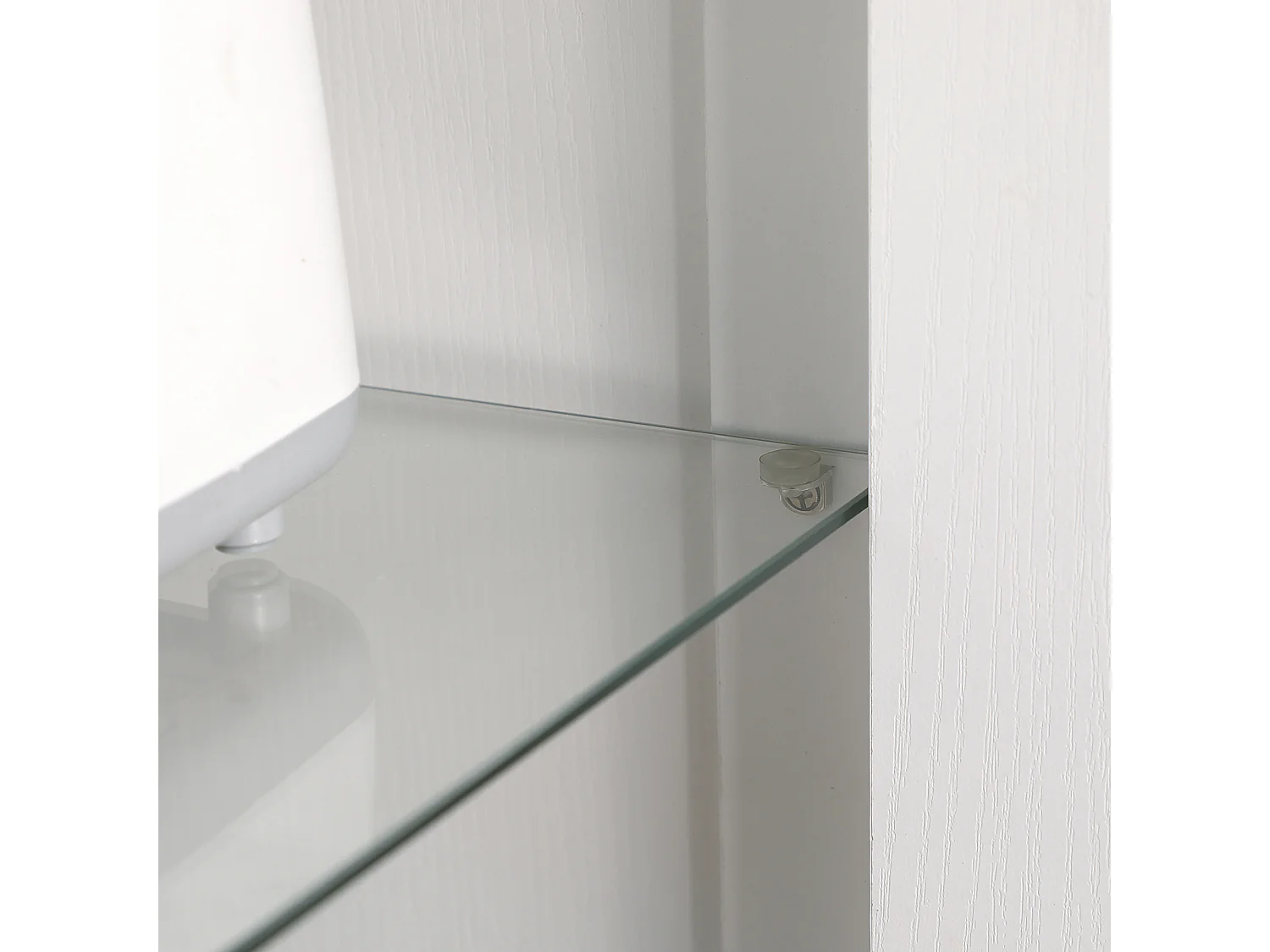 Credenza cucina 2 ante in legno e vetro con mensole regolabili