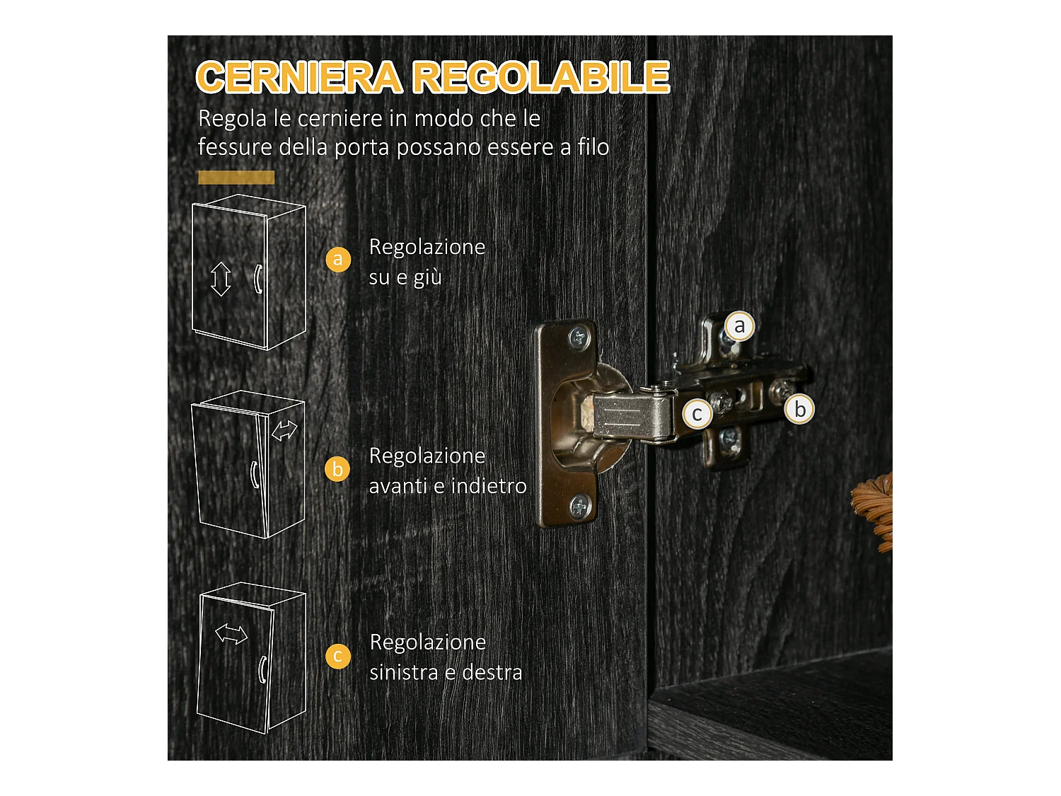 Credenza alta da cucina con cassetti e armadietti in legno nero