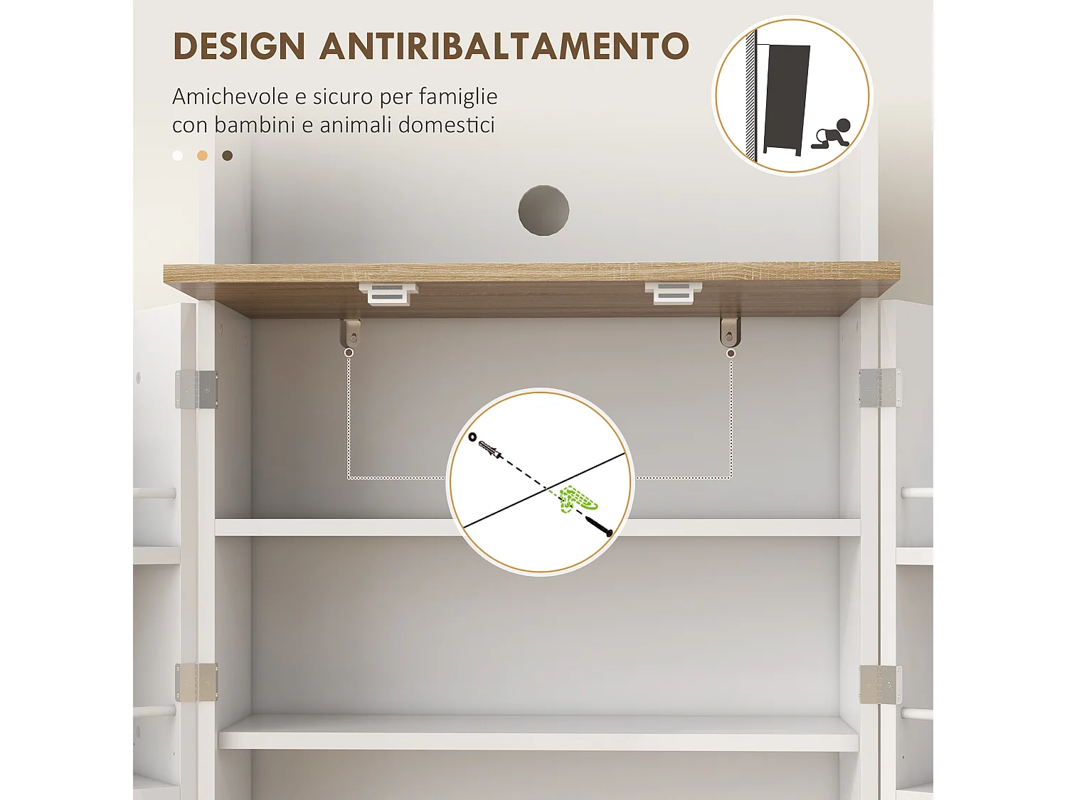 Dispensa da cucina porta microonde con ripiani aperti e ante bianco