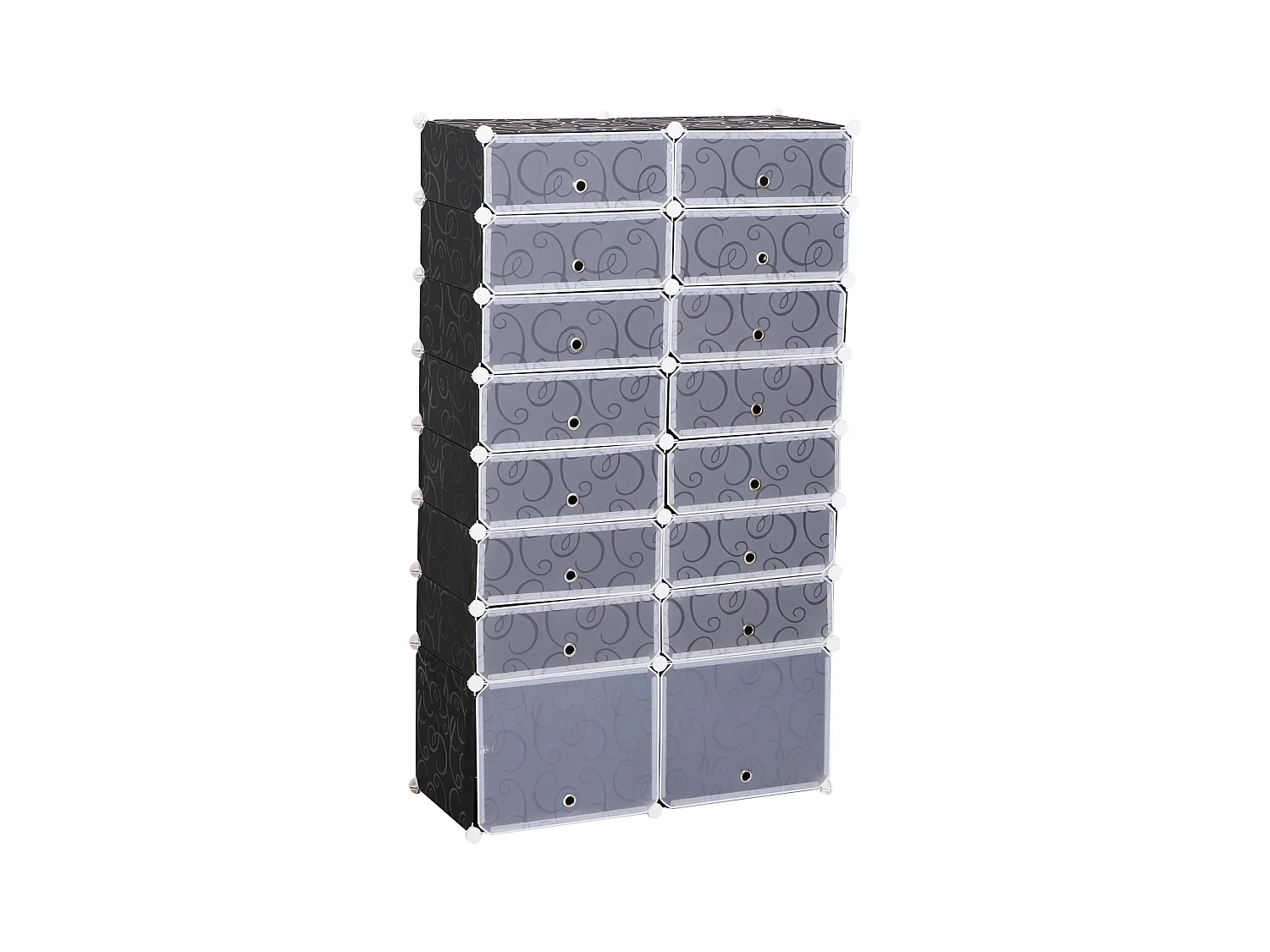 Guardaroba a cubi con 8 ripiani 2 righe in pp 95x37x160 cm bianco nero