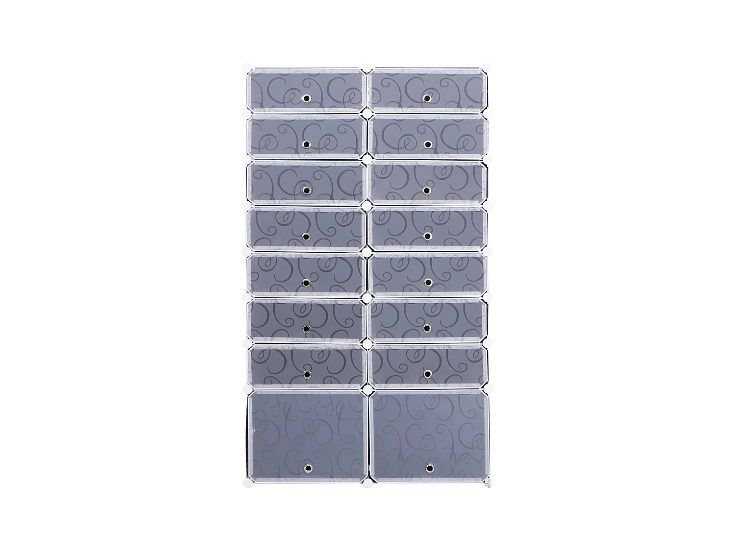 Guardaroba a cubi con 8 ripiani 2 righe in pp 95x37x160 cm bianco nero