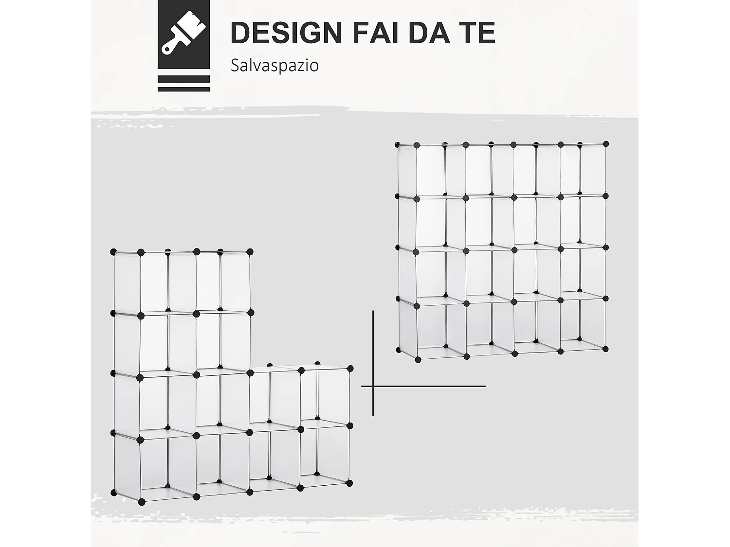 Mobile scarpiera modulabile salvaspazio 16 cubi in acciaio e pp