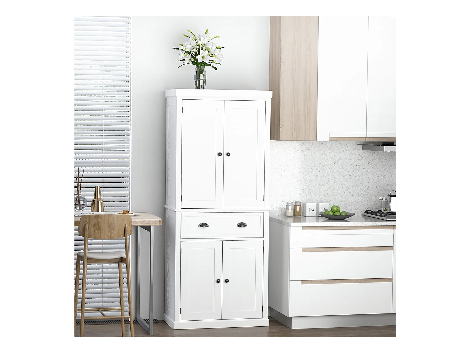 Credenza moderna con armadietti e cassetto centrale in legno