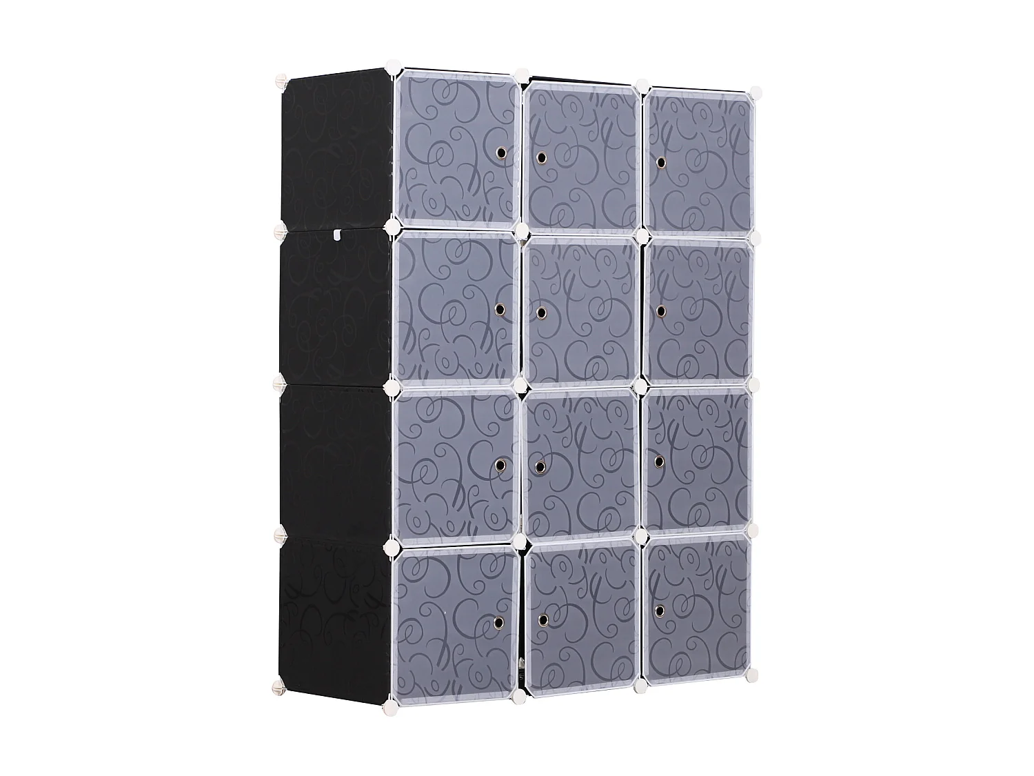 Armadio guardaroba modulare a cubi in pp 111x47x145 cm bianco nero