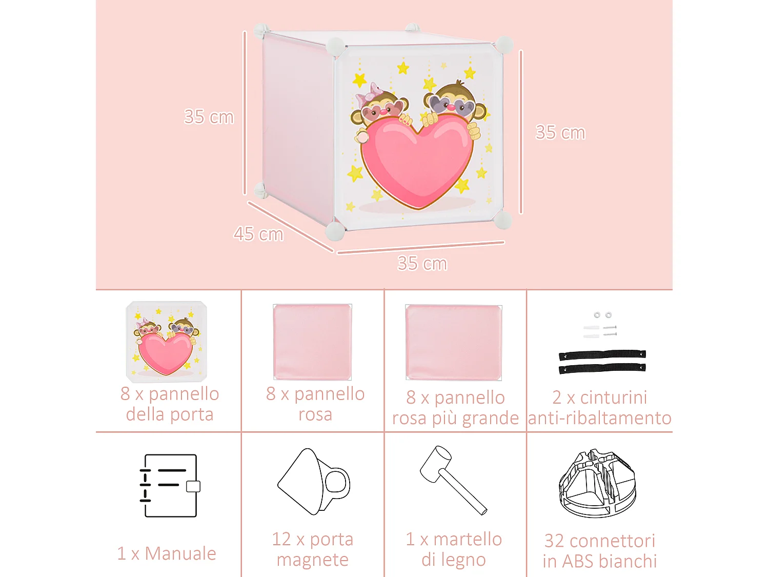 Mobile scarpiera modulabile salvaspazio 8 cubi in acciaio e pp